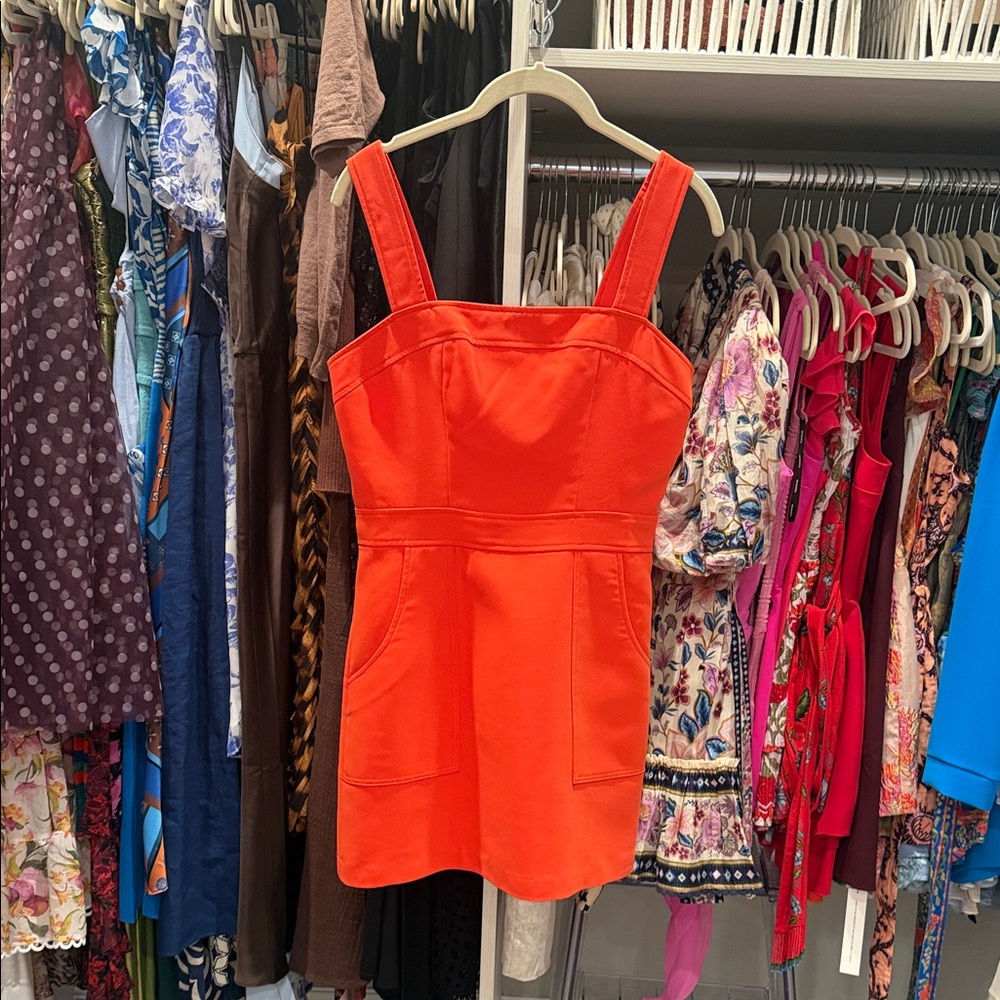 Amanda Uprichard Orange Strappy Pocket Mini Dress